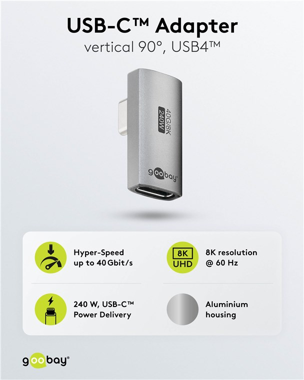 Goobay USB-C -Adapter vertikal 90° rotiert USB4 - -Stecker> - Adapter, Ansicht 4