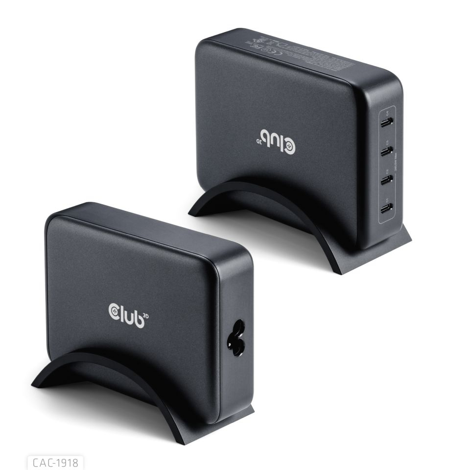 Club 3D Netzteil - GaN-Technologie - 240 Watt - PD 3.1/PPS - 4 Ausgabeanschlussstellen (24 pin USB-C), Ansicht 2