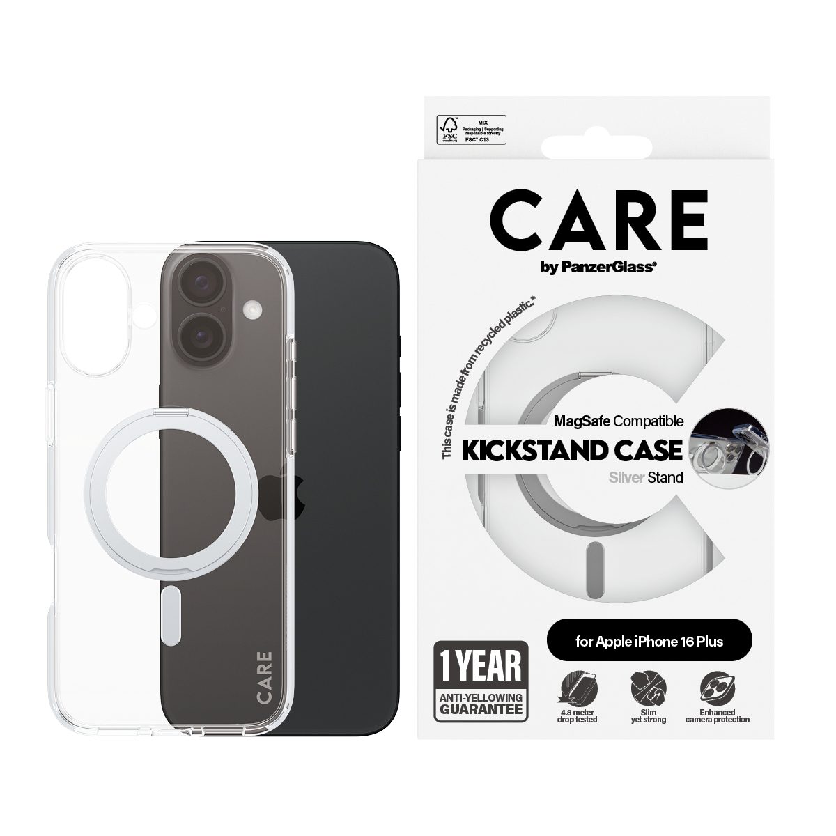 PanzerGlass CARE by PanzerGlass Urban Combat - Hintere Abdeckung für Apple iPhone 16 Plus - mit Ständer - MagSafe, Ansicht 4