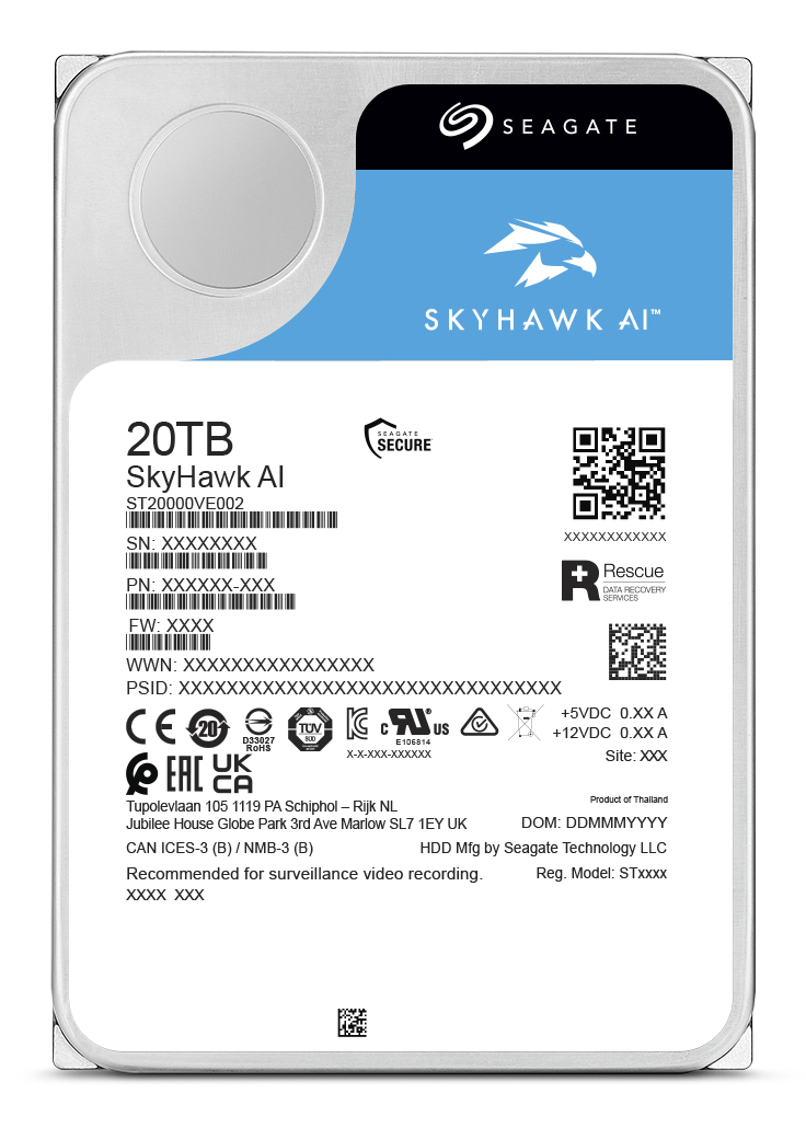 Seagate SkyHawk AI ST20000VE004 - Festplatte - 20 TB - intern - 3.5 (8.9 cm), Ansicht 2