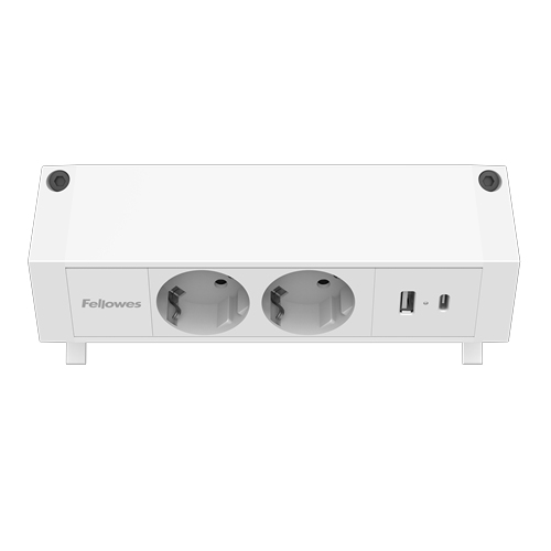 Fellowes Strommodul Schreibtisch 2xSteckdose USB-A USB-C wei, Ansicht 4