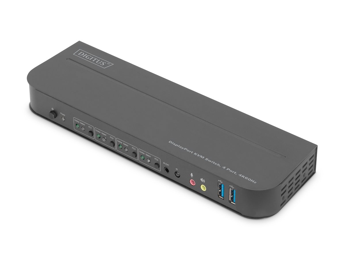 DIGITUS KVM-Switch, 4-Port, 4K60Hz, 4 x DP in, 1 x DP/HDMI out