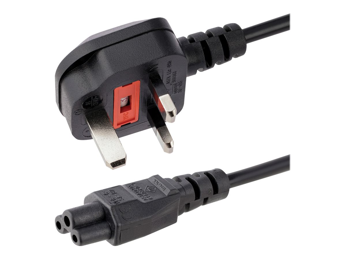 StarTech.com 2 m GB Laptop Ladekabel,  BS 1363 auf C5, 2,5A 250V, 18AWG, Notebook / Laptop Ersatzstromkabel, UK Laptop Netzteil Stromkabel, Kleeblatt/Mickey Mouse Netzkabel (PXTNB3SUK2M)