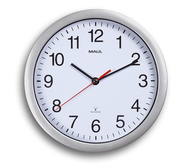 Jakob Maul GmbH MAUL Wanduhr MAULrun - Wand - Quarzuhr - Kreis - Silber - Weiß - Kunststoff - AA, Ansicht 2