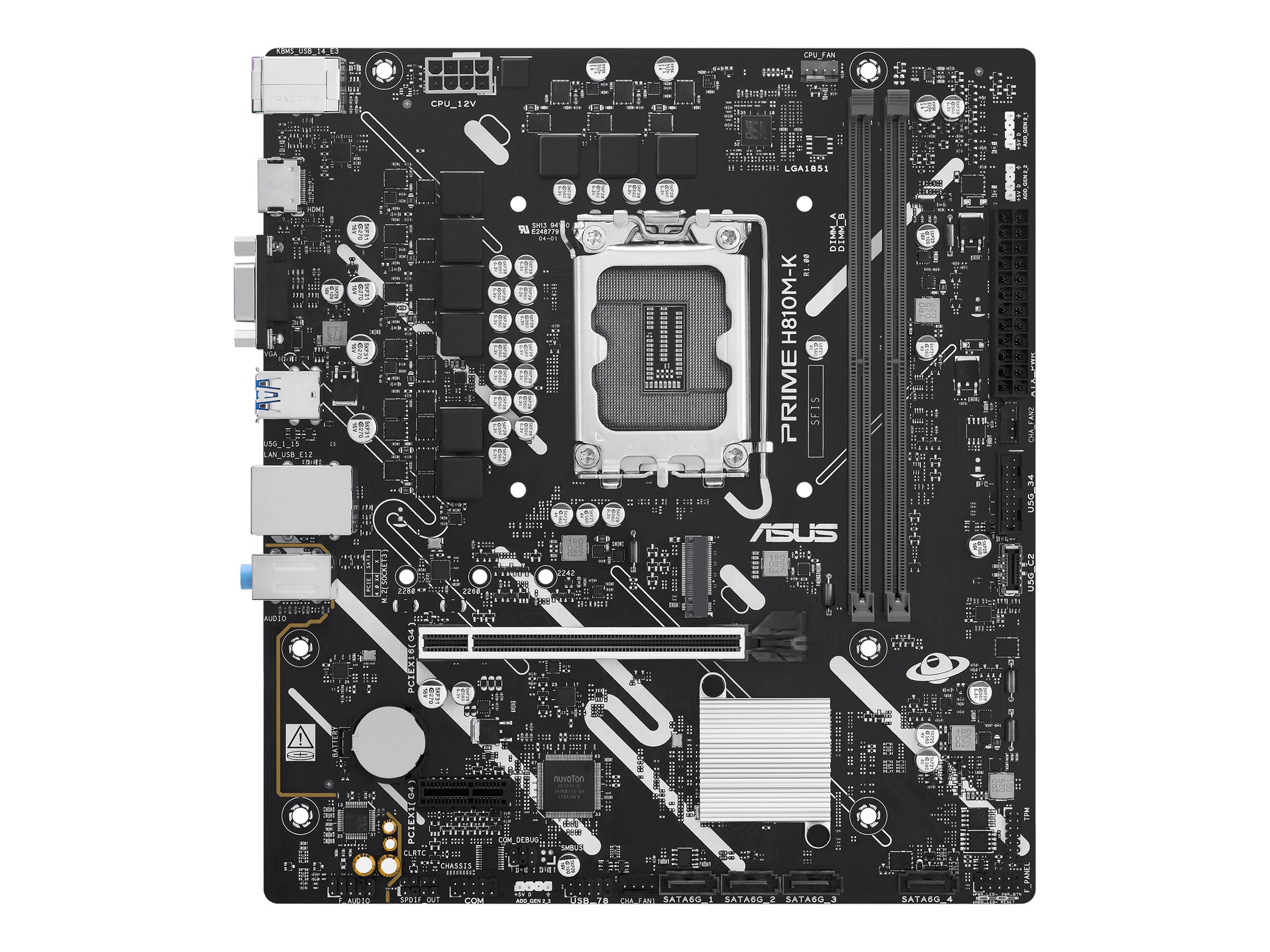 ASUS PRIME H810M-K - Motherboard - micro ATX - LGA1851 Sockel - H810 Chipsatz - USB 3.2 Gen 1 - Gigabit LAN - Onboard-Grafik (CPU erforderlich)