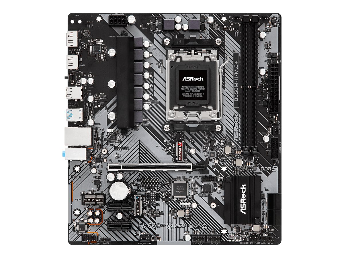 ASRock B650M-H/M.2+ - Motherboard - micro ATX - Socket AM5 - AMD B650 Chipsatz - USB 3.2 Gen 1, USB-C 3.2 Gen 1 - Gigabi