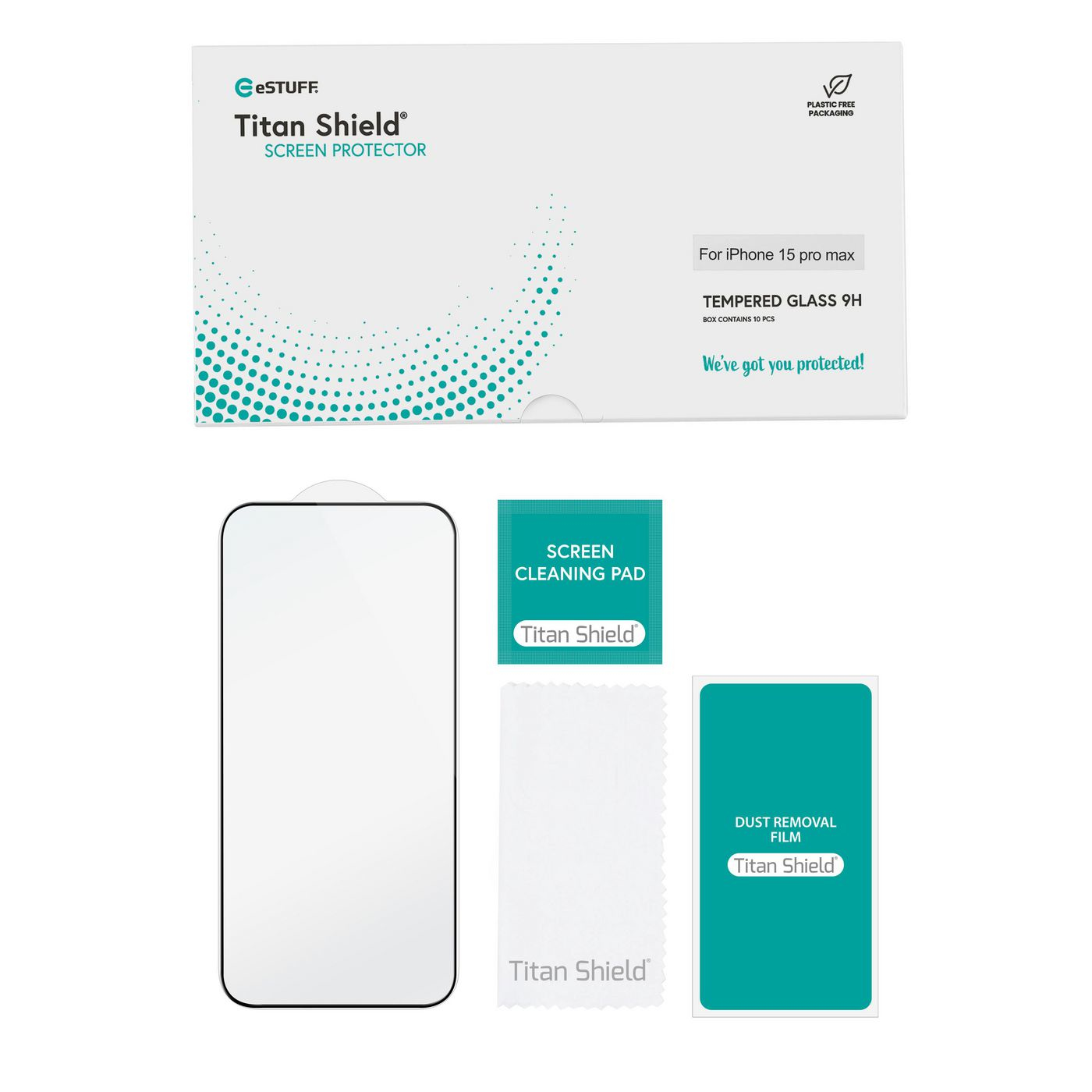 eSTUFF Titan Shield - Bildschirmschutz für Handy - volle Abdeckung - Glas - Rahmenfarbe schwarz (Packung mit 10), Ansicht 3
