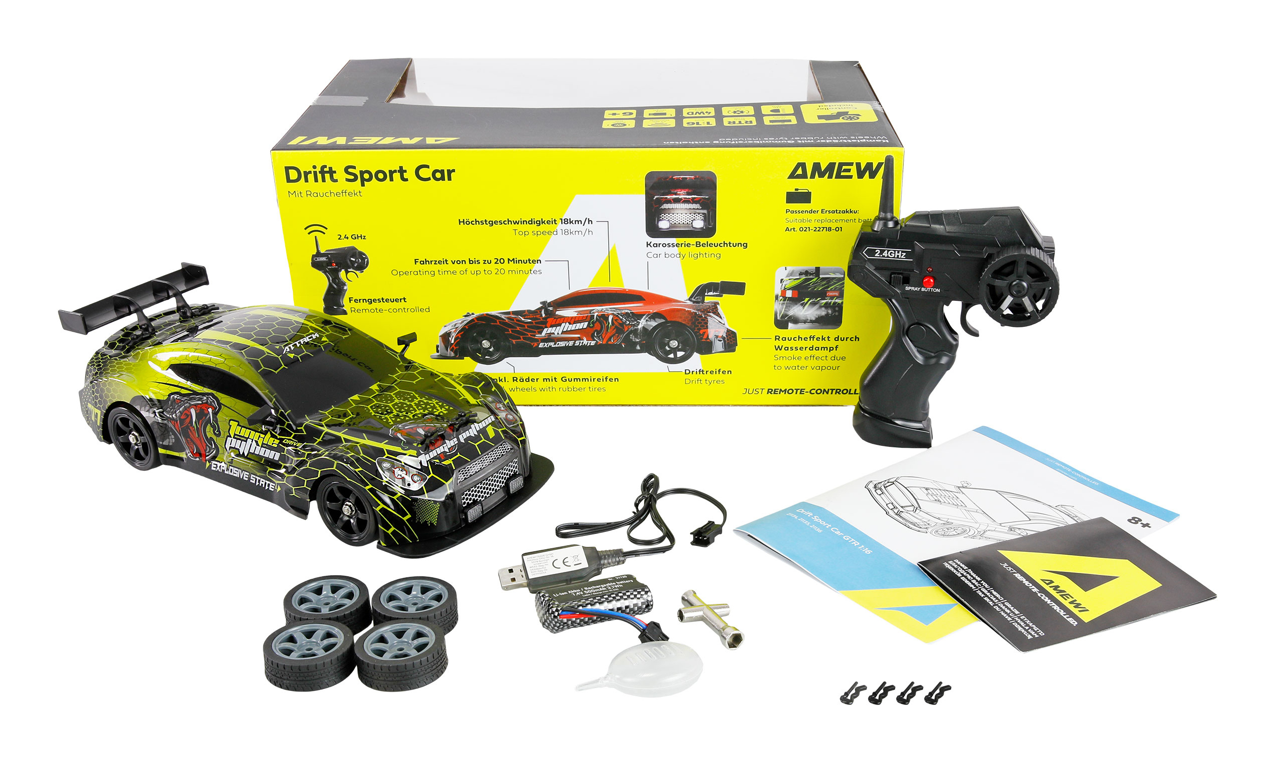 Amewi RC Drift Sport GTR 4WD 1:16 RTR grün, Ansicht 2