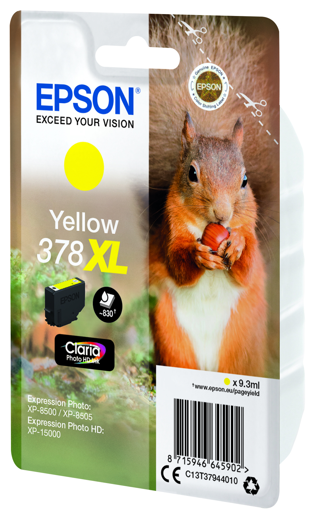 Epson Squirrel Singlepack Yellow 378XL Claria Photo HD Ink - Hohe (XL-) Ausbeute - Tinte auf Pigmentbasis - 9,3 ml - 830 Seiten - 1 Stück(e)