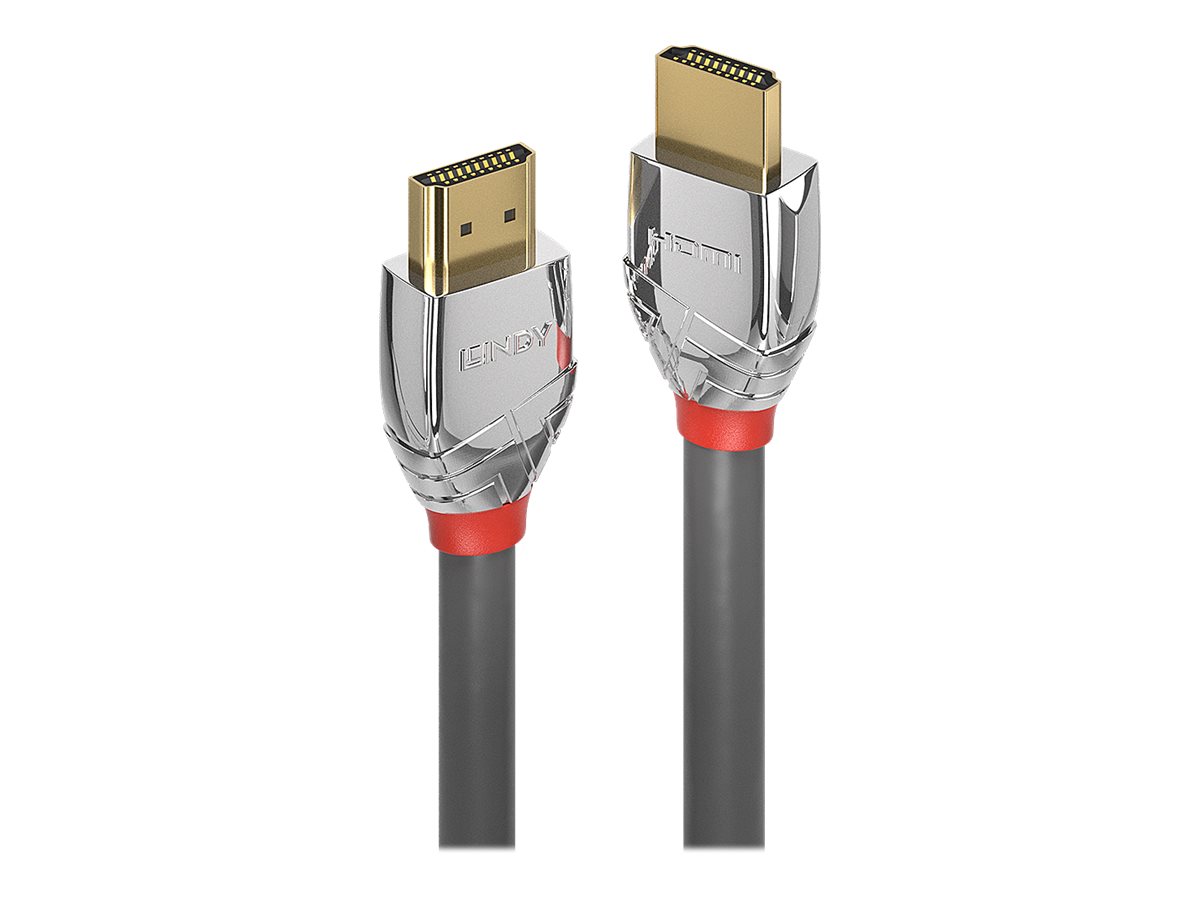 Lindy Cromo Line Standard - HDMI-Kabel mit Ethernet - HDMI männlich zu HDMI männlich - 10 m - Dreifachisolierung - grauer Knickschutz
