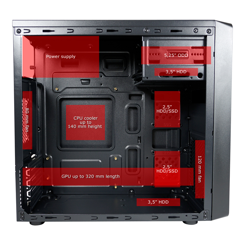LC-Power Gehäuse Micro-ATX 2017MB black USB3.2/Audio o.Netzteil, Ansicht 4