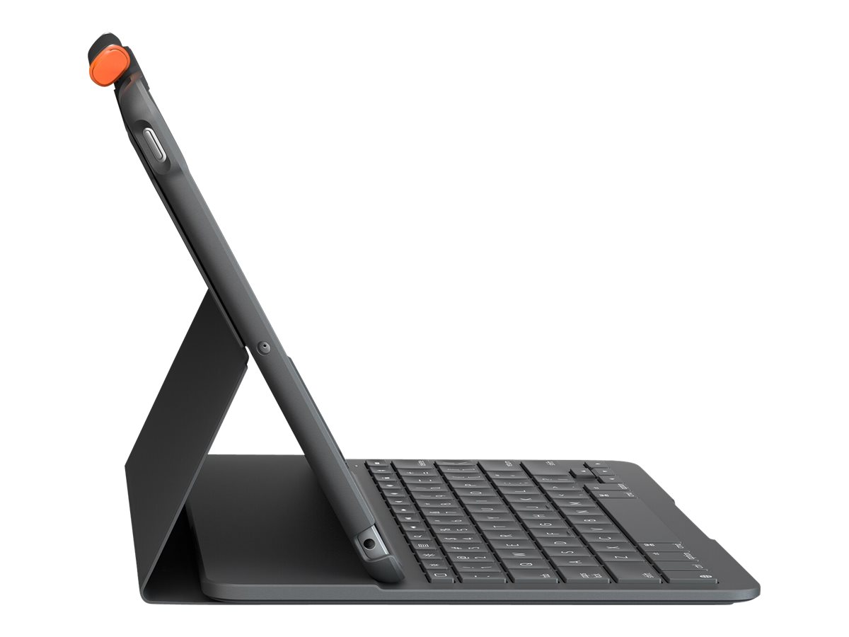 Logitech Slim Folio - Tastatur und Foliohülle - kabellos - Bluetooth - QWERTY - Italienisch - Graphite - für Apple 10.2-inch iPad (7. Generation 8. Generation 9. Generation)