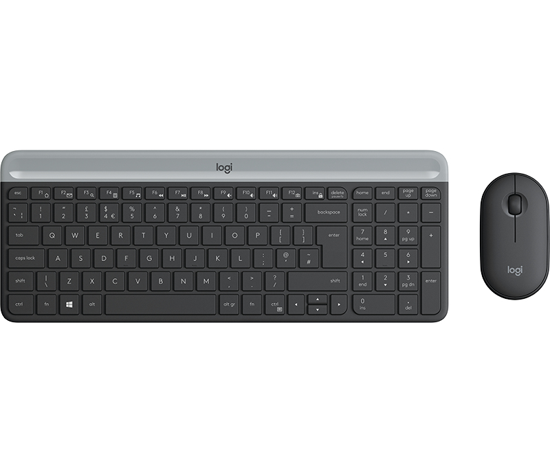 Logitech MK470, Volle Größe (100%), Kabellos, RF Wireless, QWERTY, Graphit, Maus enthalten