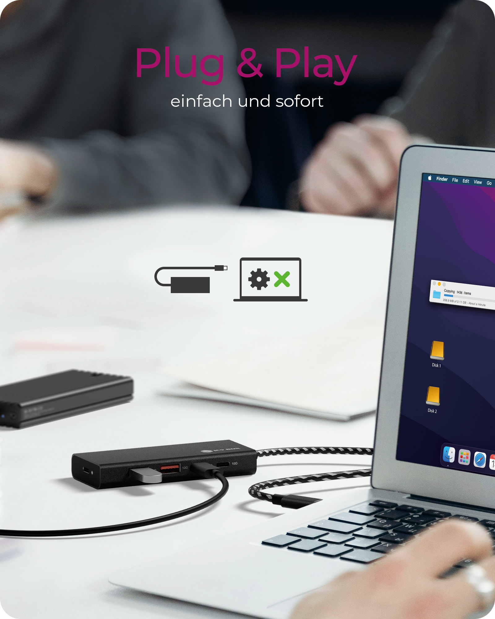 ICY BOX IB-HUB1436-CPD - Hub - 2 x USB 3.2 Gen 2 + 2 x USB-C 3.2 Gen 2, Ansicht 4