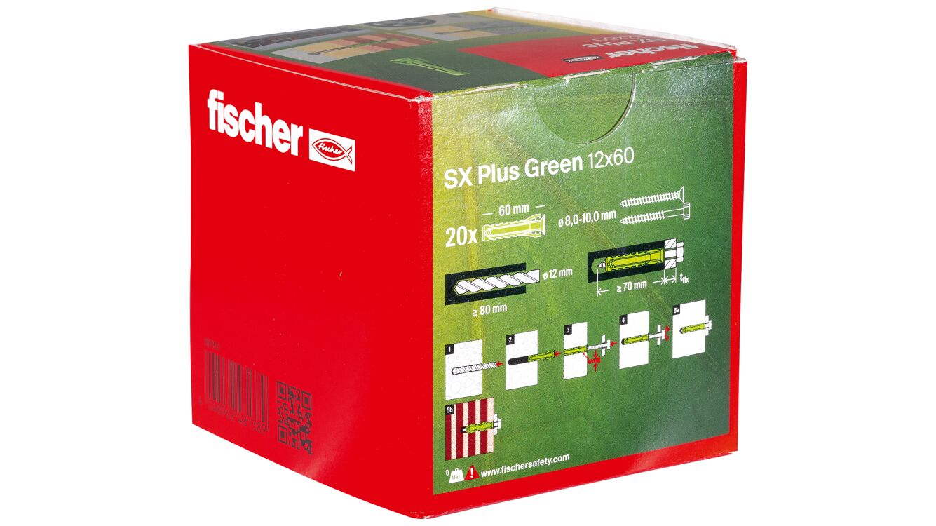 fischer 567812 - Spreizdübel - Autoklaven-Porenbeton - Mauerziegel - Beton - Gipsblock... - Grün - 1,2 cm - 60 mm, Ansicht 3