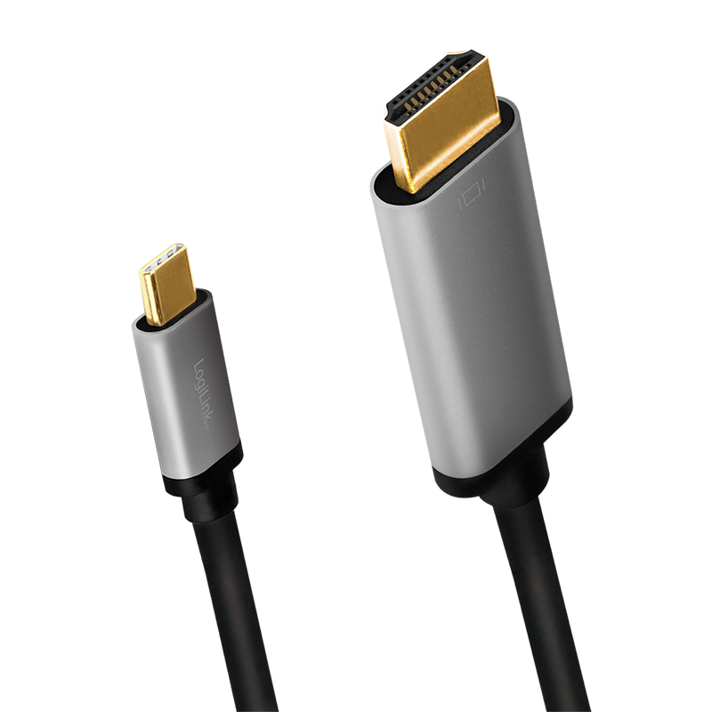 LogiLink Adapterkabel - HDMI männlich zu 24 pin USB-C männlich - 1.8 m - Dreifachisolierung - Schwarz - 4K 60 Hz, Ansicht 4