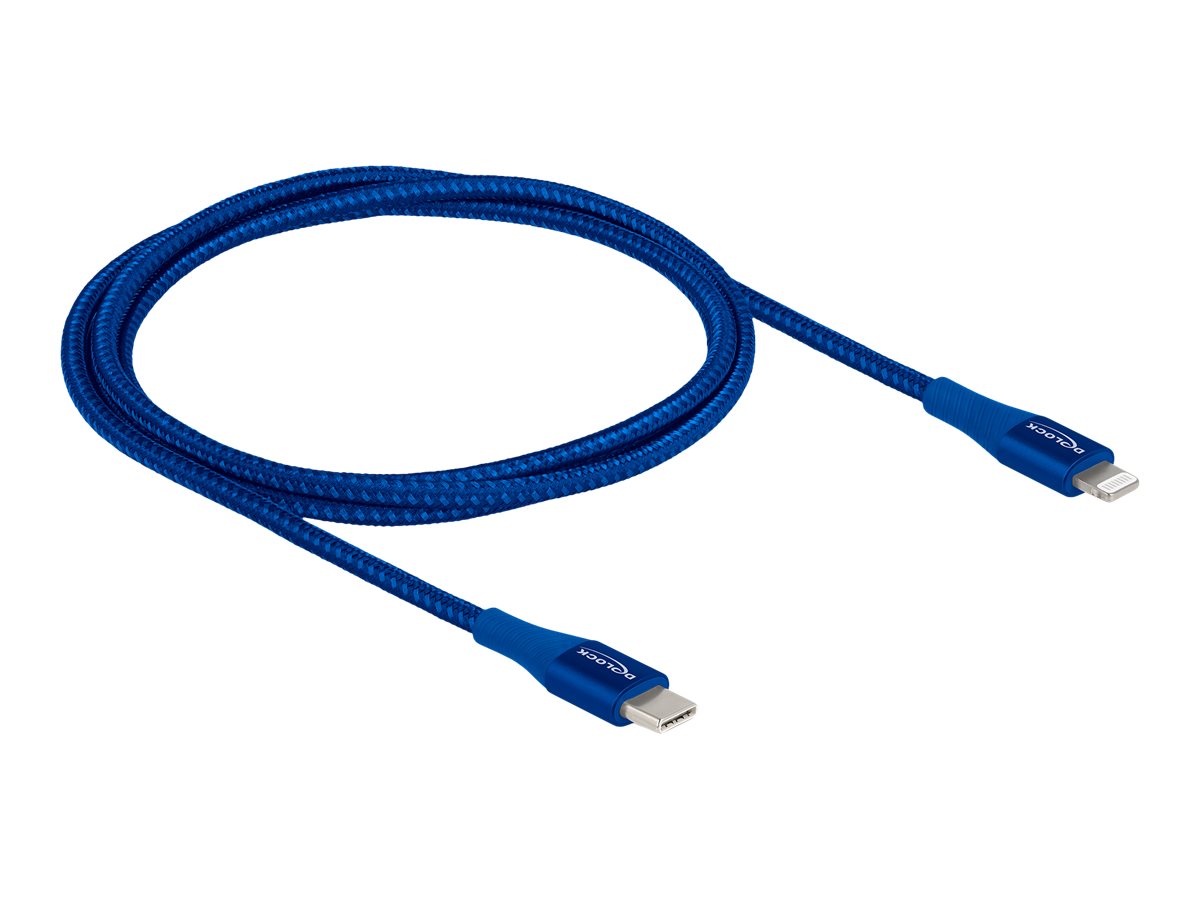 Delock Daten- und Ladekabel USB Type-C zu Lightning" für iPhone", iPad" und iPod" blau 1 m MFi