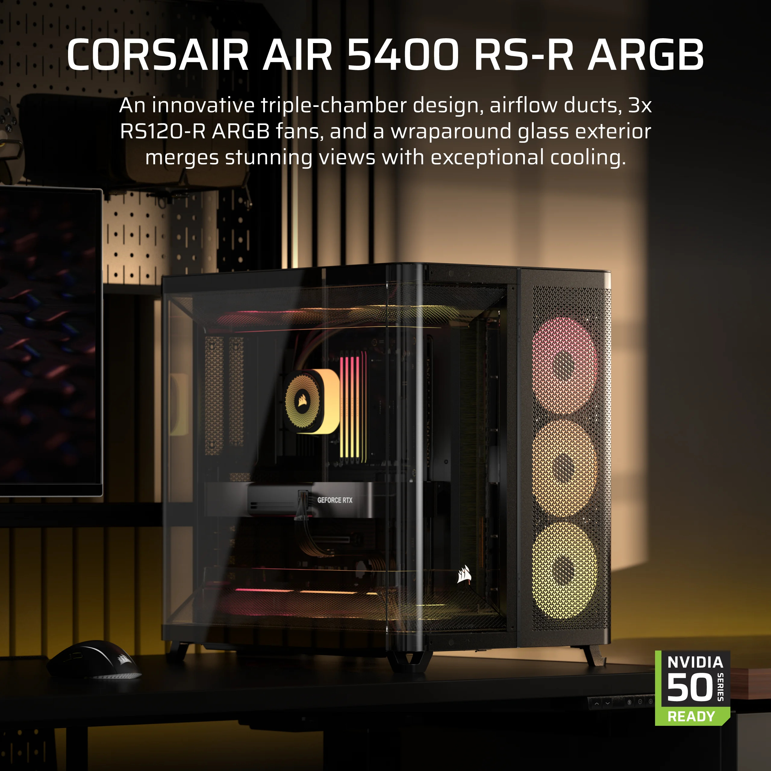 Corsair Air 5400 Rs-R Argb Tempered Glass Mid-Tower Black - Tower - ATX, Ansicht 2