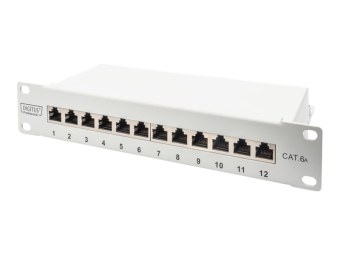 DIGITUS CAT 6A Patch Panel geschirmt 12-Port 1HE 10 grau