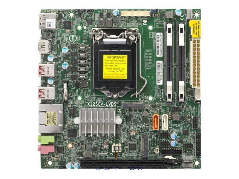 Supermicro X12SCV-LVDS - Motherboard - Mini-ITX - LGA1200-Sockel - W480E Chipsatz - USB 3.2 Gen 2 - 2 x Gigabit LAN - On