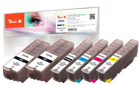 Peach Multi Pack Plus XL - 6er-Pack - Schwarz, Gelb, Cyan, Magenta - Tintenpatrone (Alternative zu: Epson 33XL,...), Ansicht 2