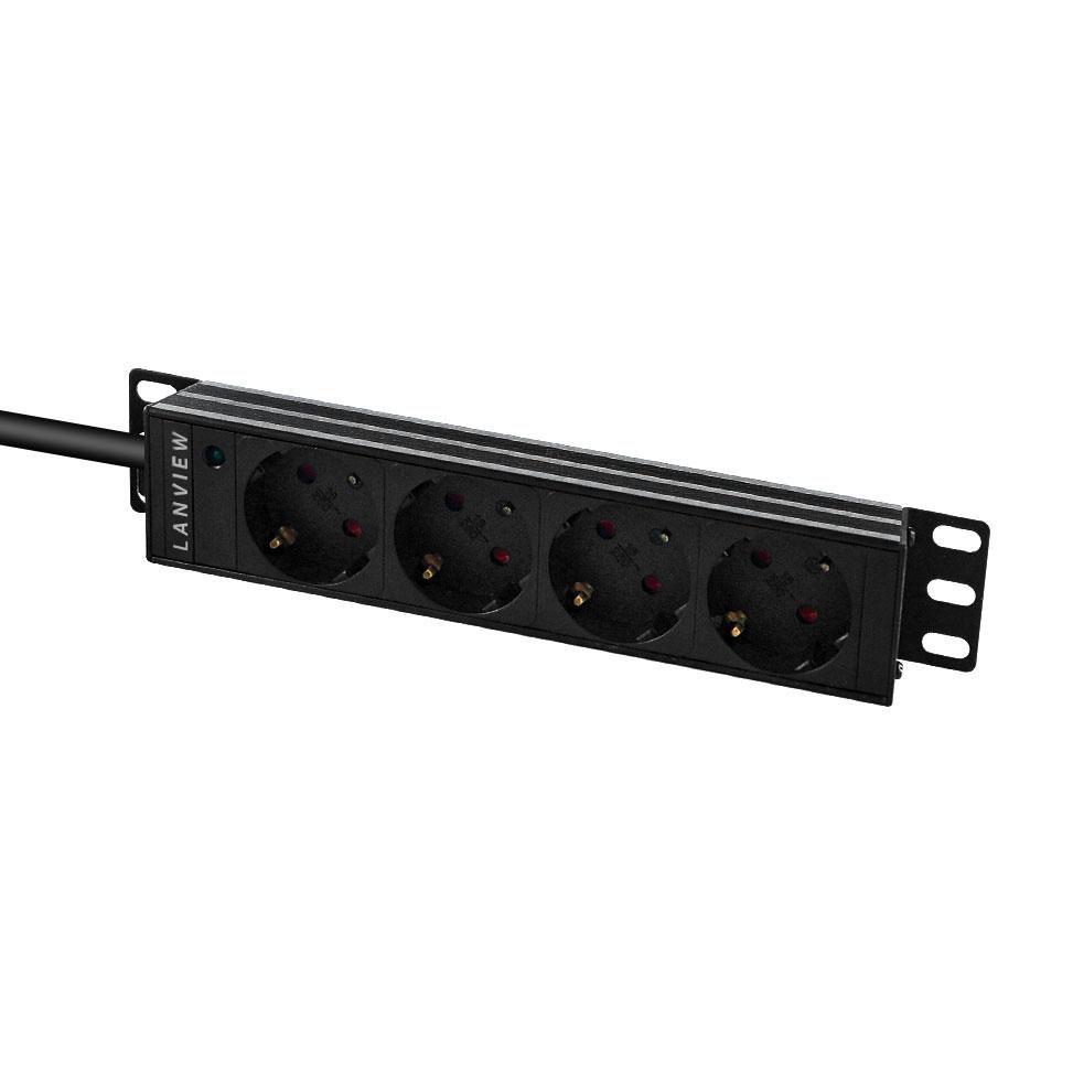 Lanview 10´´ 4-way Schuko outlets with 2-meter 3G1.5mm2 cable, Ansicht 2