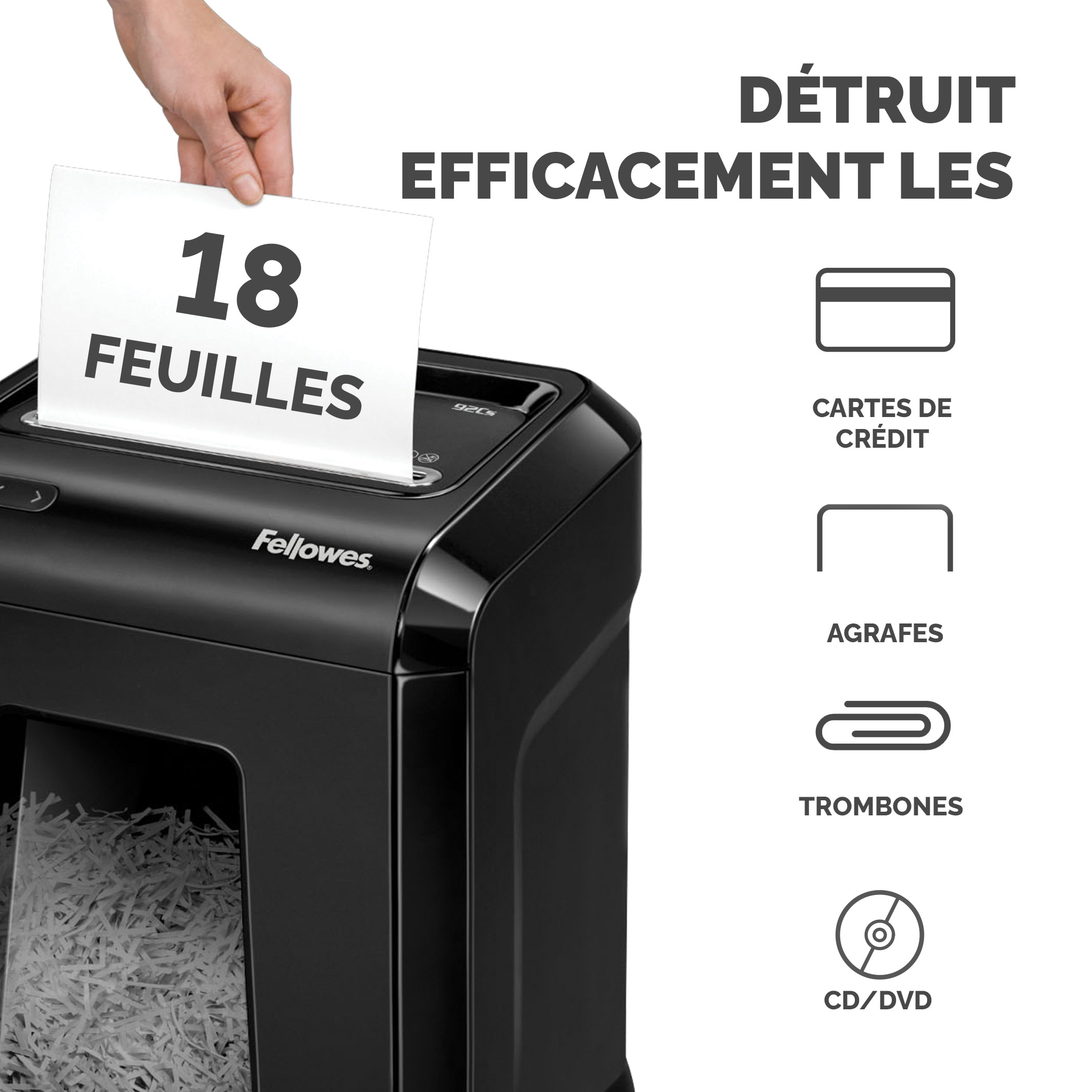 Fellowes Powershred 92Cs - Vorzerkleinerer - Kreuzschnitt, Ansicht 4