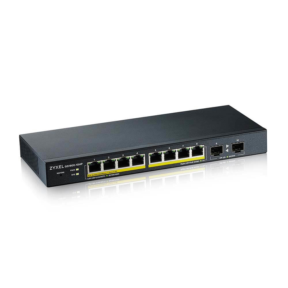 ZyXEL GS1900-10HP - Switch - Smart - 8 x 10/100/1000 (PoE+), Ansicht 2