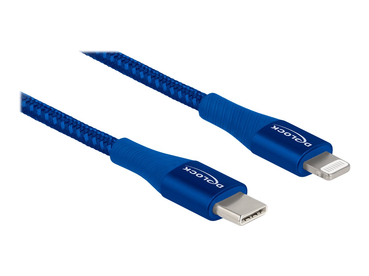 Delock Daten- und Ladekabel USB Type-C zu Lightning für iPhone , iPad und iPod blau 2 m MFi