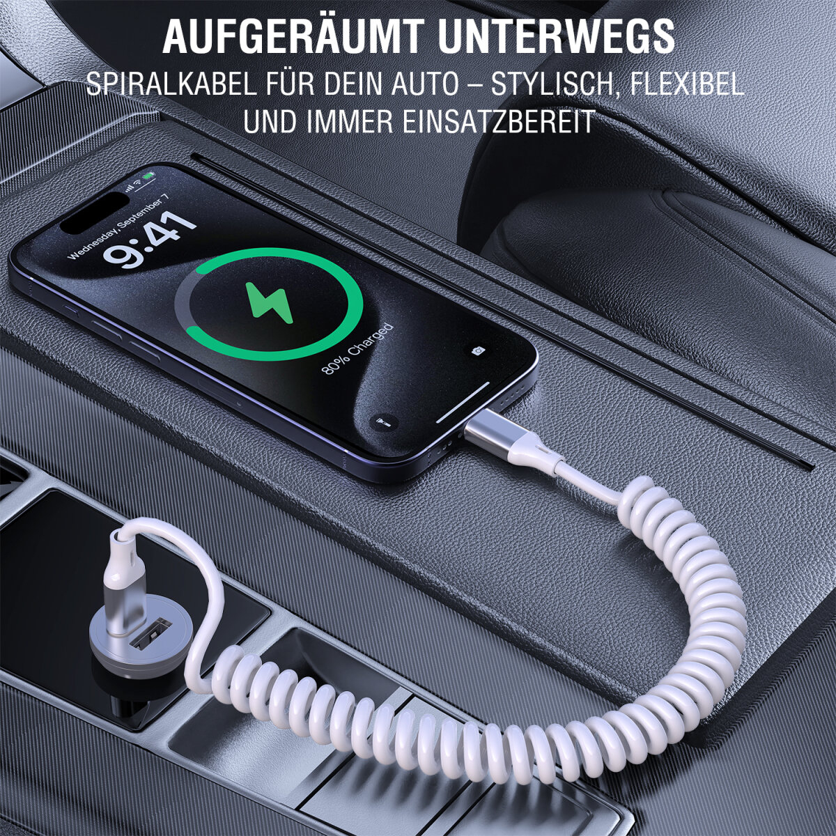 4smarts USB-C Spiralkabel 100W weiß, Ansicht 3