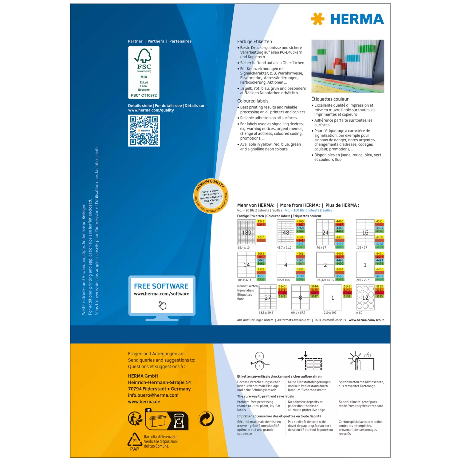 HERMA 4567 - Rot - Rechteck - A4 - Universal - Matte - Laser/Inkjet, Ansicht 2