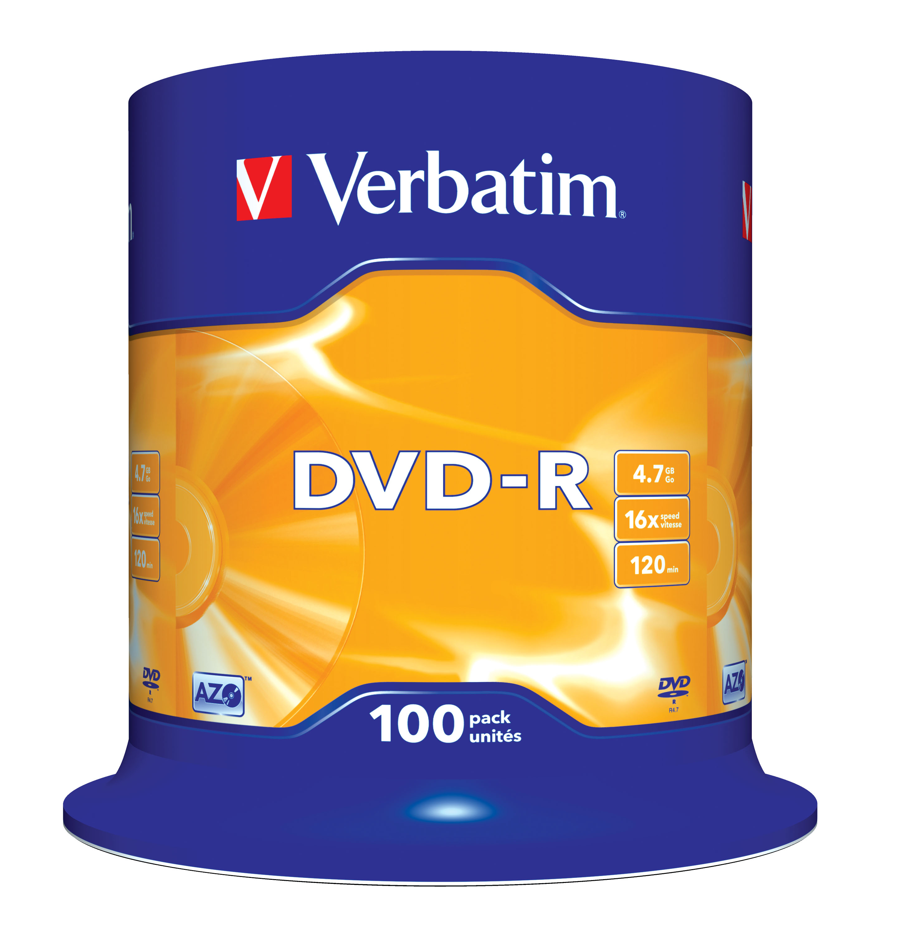 Verbatim 100 x DVD-R - 4.7 GB 16x - mattsilber Image