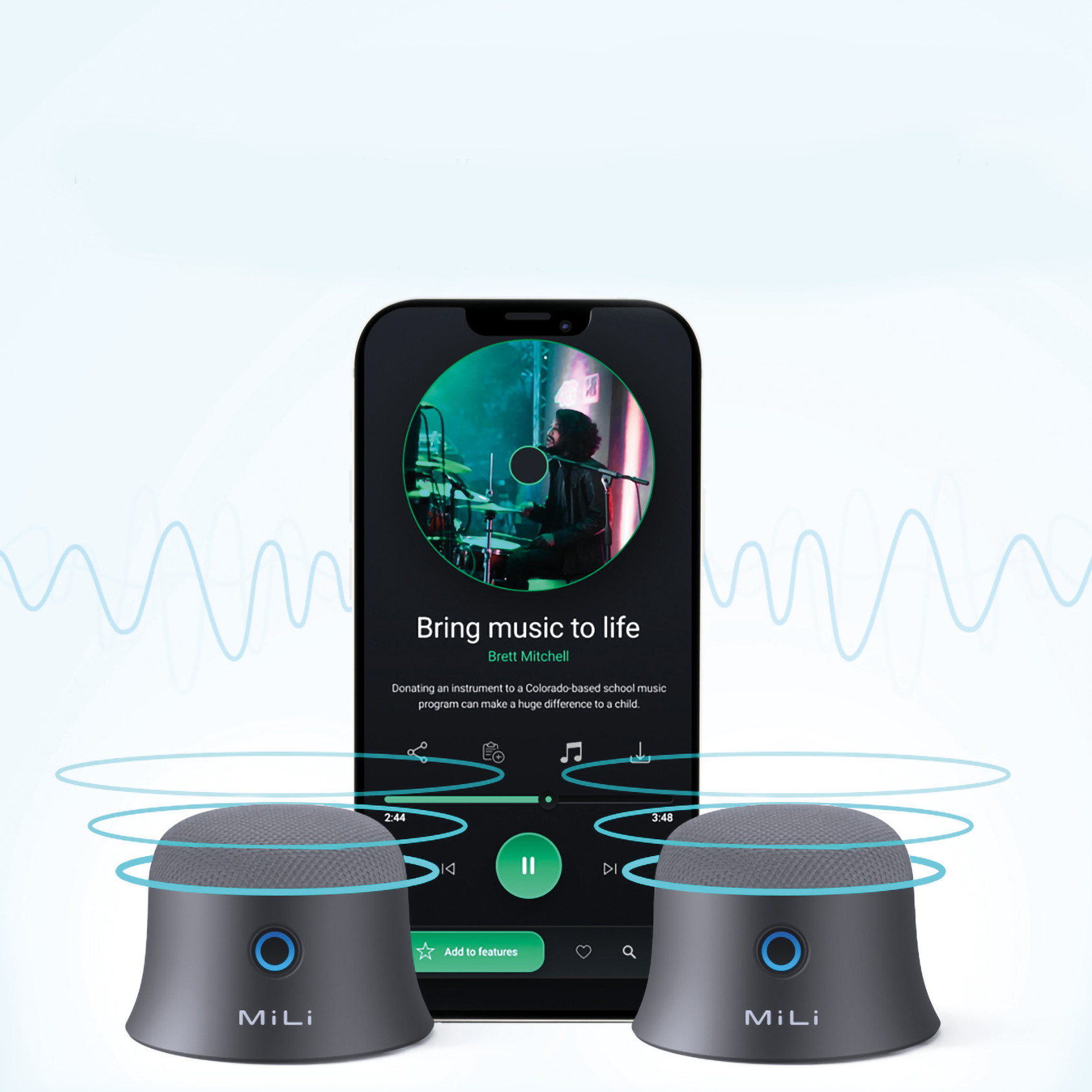 Ultron MiLi Mag-SoundMate - Lautsprecher - tragbar - kabellos - Bluetooth - 3 Watt - Schwarz (Packung mit 2), Ansicht 3