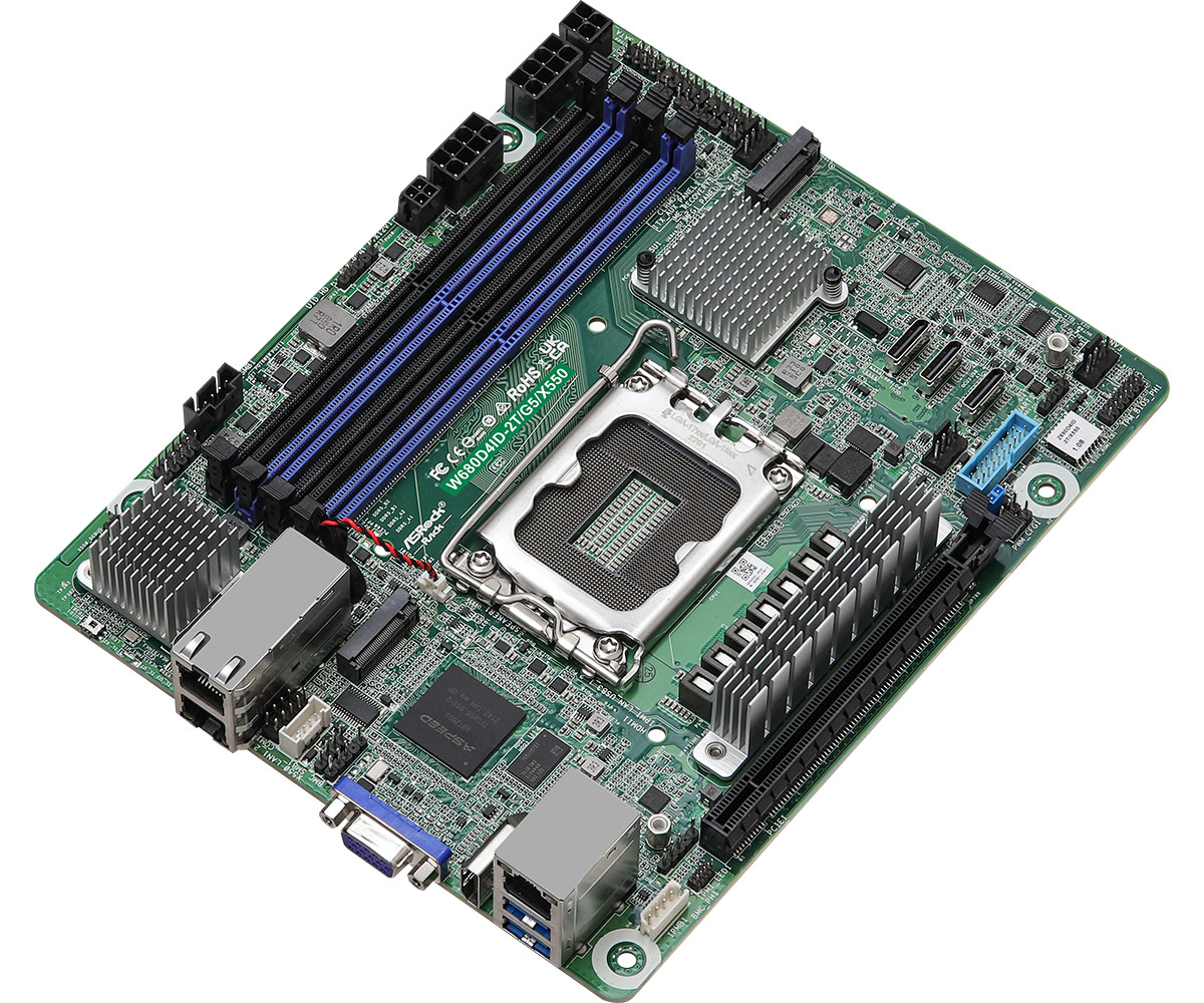 ASRock MB W680D4ID-2T G5 X550 W680 LGA1700 Max32G DDR5 Deep mini-ITX Brown