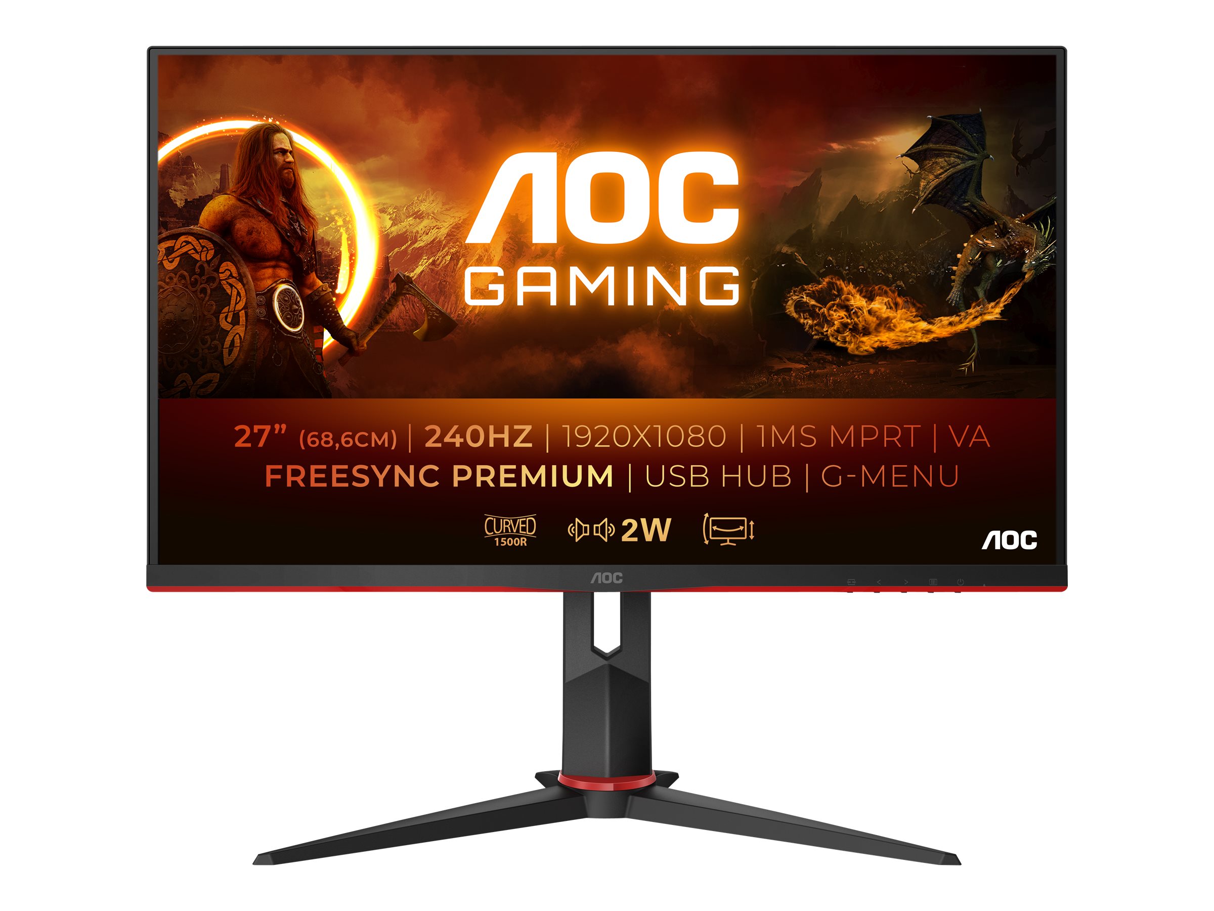 AOC Gaming C27G2ZU/BK - LED-Monitor - gebogen - 68.6 cm (27")