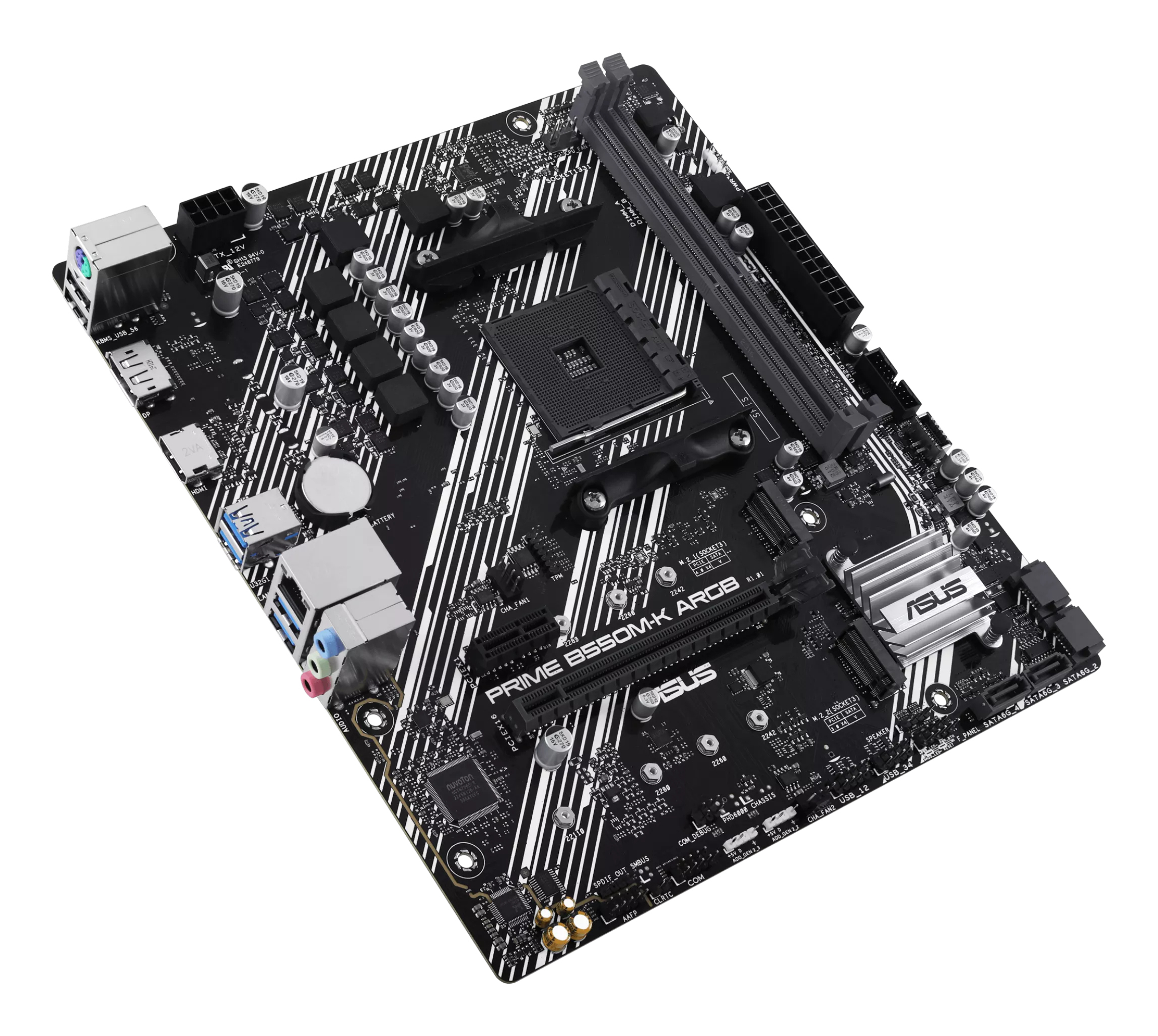 ASUS PRIME B550M-K ARGB - Motherboard - micro ATX - Socket AM4 - AMD B550 Chipsatz - USB 3.2 Gen 1 - Gigabit LAN, Ansicht 2