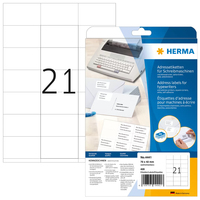 HERMA Adressetiketten für Schreibmaschinen A4 70x42 mm Papier matt Ecken spitz 420 St. - Weiß - Papier - Matte - Deutschland - 7 cm - 42 cm