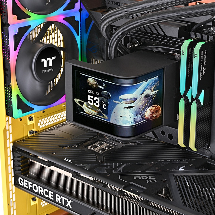 Thermaltake MAGCurve 360 Ultra ARGB| AiO-Wasserkühlung - CPU-Kühler - AMD Sockel AM3 (Ph. II/Ath. II), Ansicht 2