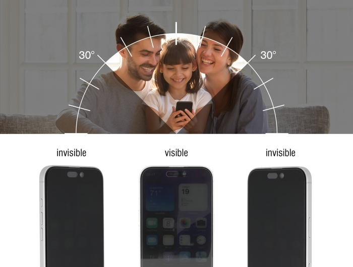 Delock Schutzfolie für iPhone 17 mit Sichtschutz aus gehärtetem Glas Anti Spy 4 Wege, Ansicht 2