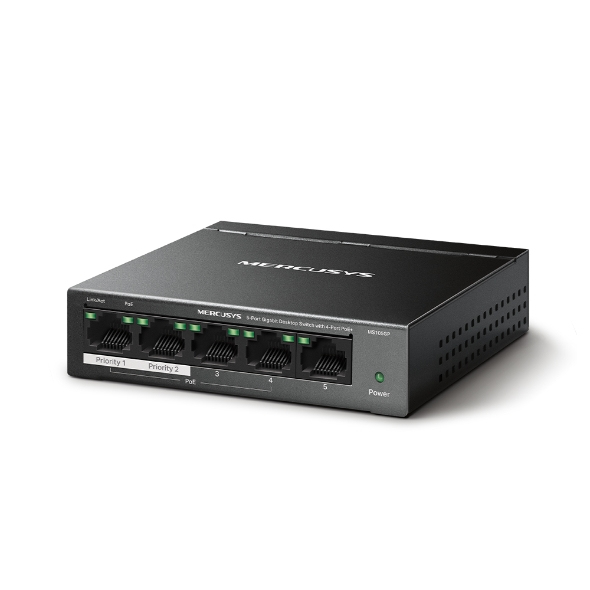 TP-LINK MS105GP - Gigabit Ethernet (10/100/1000) - Vollduplex - Power over Ethernet (PoE) - Wandmontage, Ansicht 3
