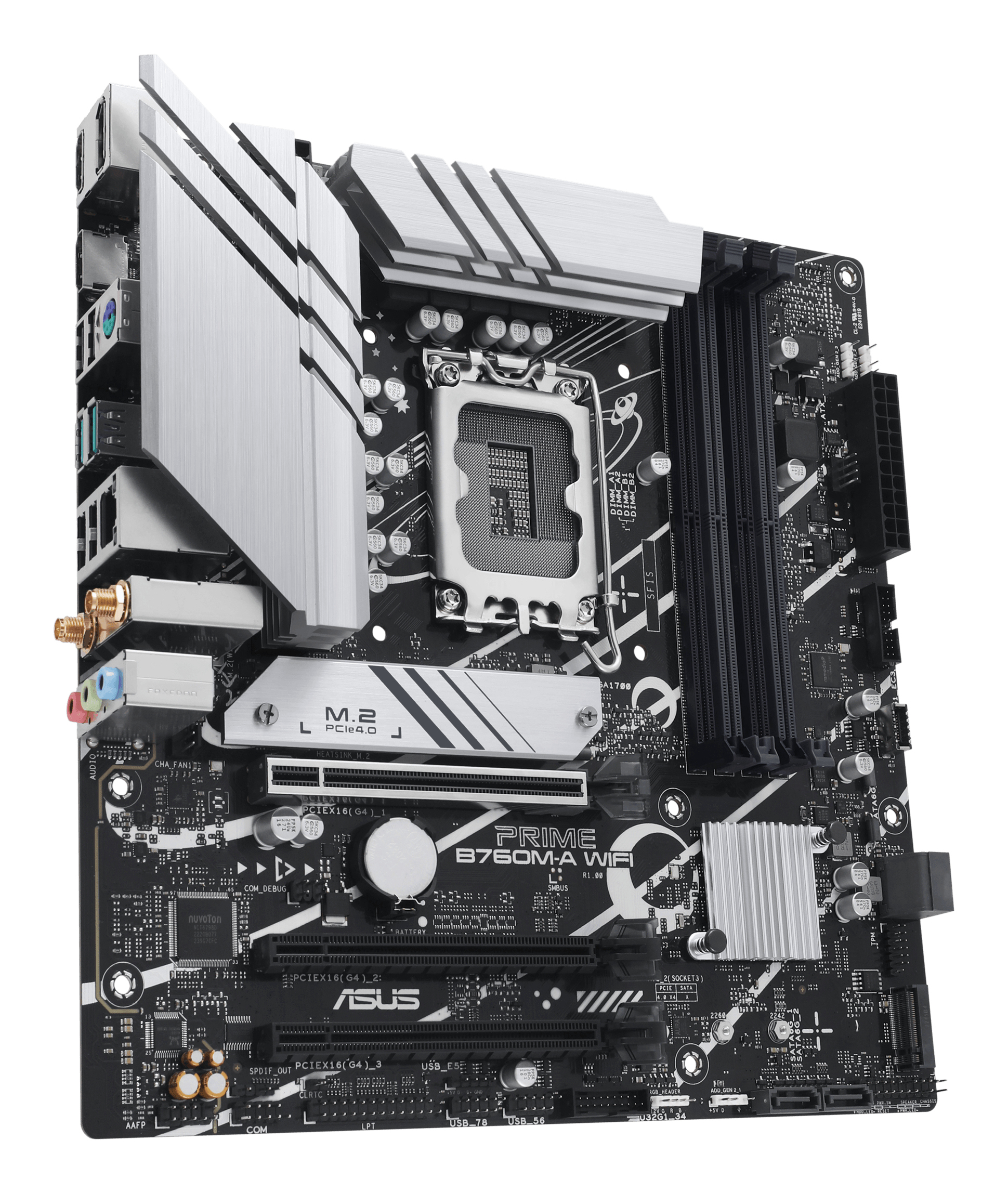ASUS PRIME B760M-A WIFI - Motherboard - micro ATX - LGA1700-Sockel - B760 Chipsatz - USB 3.2 Gen 1, USB 3.2 Gen 2, Ansicht 4