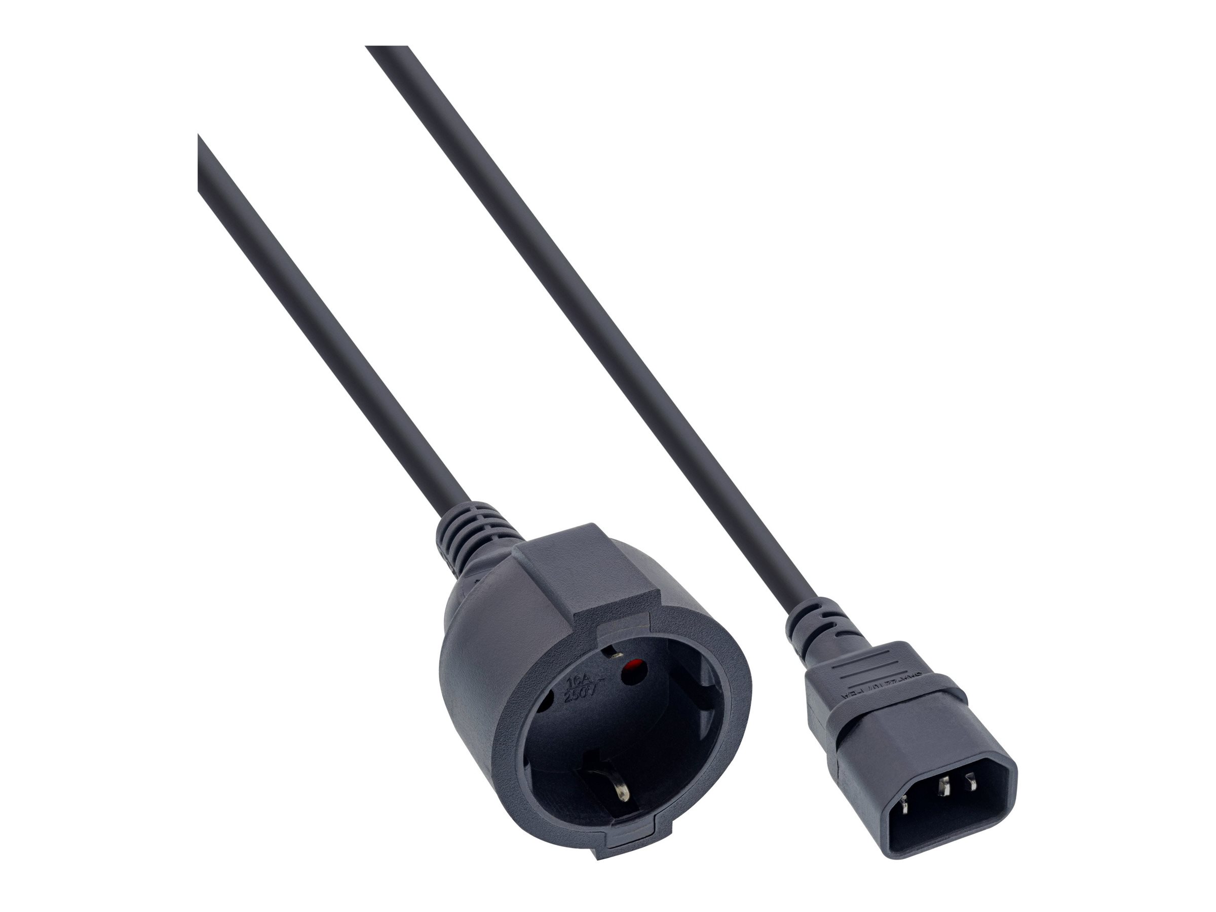 InLine Netz Adapter Kabel - Kaltgeräte C14 auf Schutzkontakt Buchse - 1m