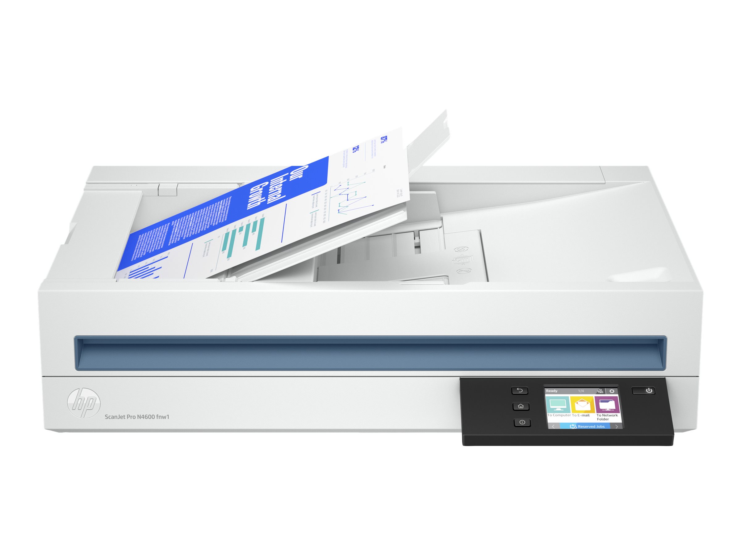 HP Scanjet Pro N4600 fnw1 - Dokumentenscanner - Contact Image Sensor (CIS) - Duplex - 216 x 5362 mm - 600 dpi x 1200 dpi - bis zu 40 Seiten/Min. (einfarbig) / bis zu 40 Seiten/Min. (Farbe) - automatischer Dokumenteneinzug (100 Blätter) - bis zu 6000