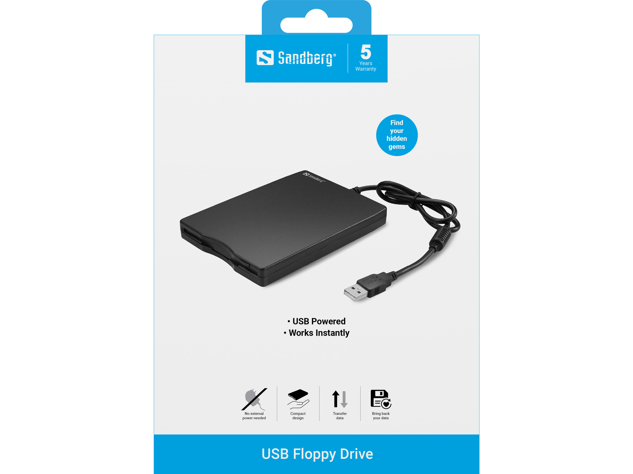 SANDBERG USB Floppy Mini Reader - Laufwerk - Diskette (1.44 MB), Ansicht 4