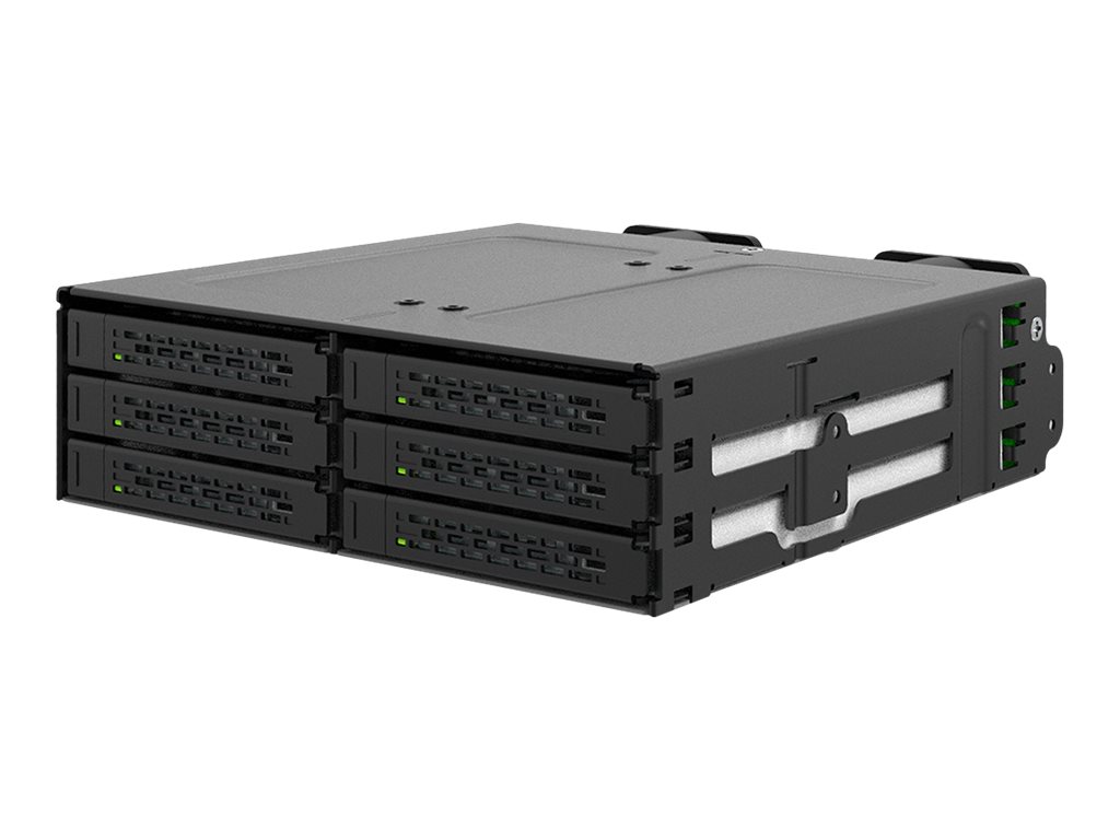 Icy Dock ToughArmor MB118VP-B - Speichergehäuse - 6 x U.2/U.3 NVMe SSD, Mobile Rack für 5,25" Schacht, mit SlimSAS SFF-8654 8i - 2.5" (6.4 cm)