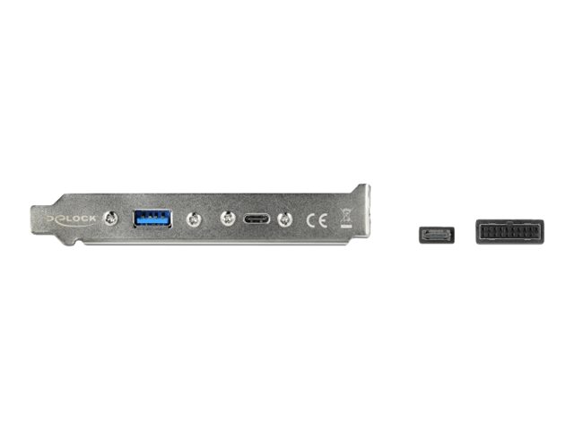 Delock Slot bracket - USB-Konsole - 19-poliger USB 3.0 Kopf 20-poliger USB 3.1 Header zu USB Typ A 24 pin USB-C (W)