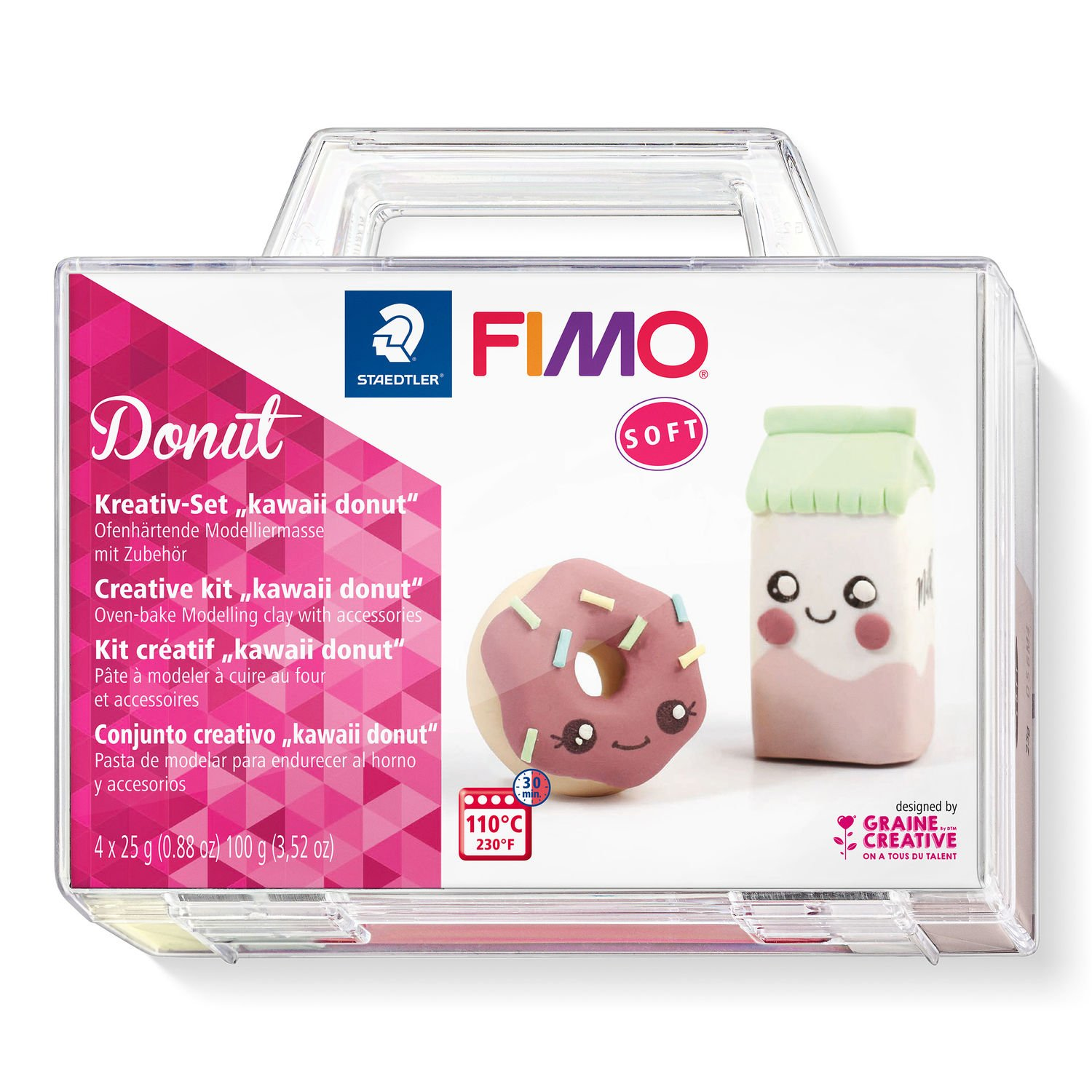 Vorschau: STAEDTLER FIMO Donut - Knetmasse - Mintfarbe - Rose - Vanillefarbe - Weiß - Erwachsene - 4 Stück(e) - 4 Farben - 110 °C