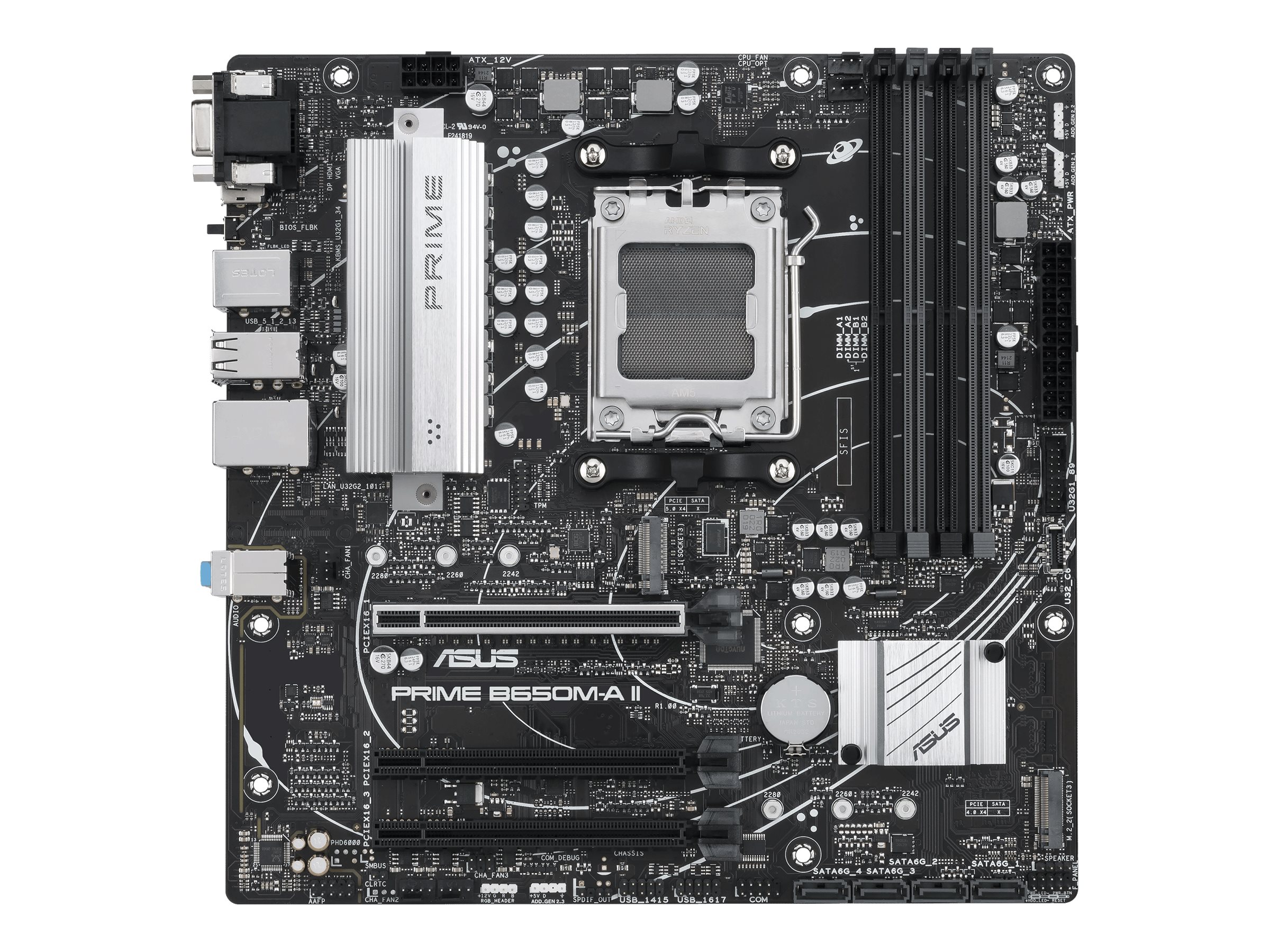 ASUS PRIME B650M-A II-CSM - Motherboard - micro ATX - Socket AM5 - AMD B650 Chipsatz - USB 3.2 Gen 2, USB 3.2 Gen 1, USB-C 3.2 Gen 1 - 2.5 Gigabit LAN - Onboard-Grafik (CPU erforderlich)