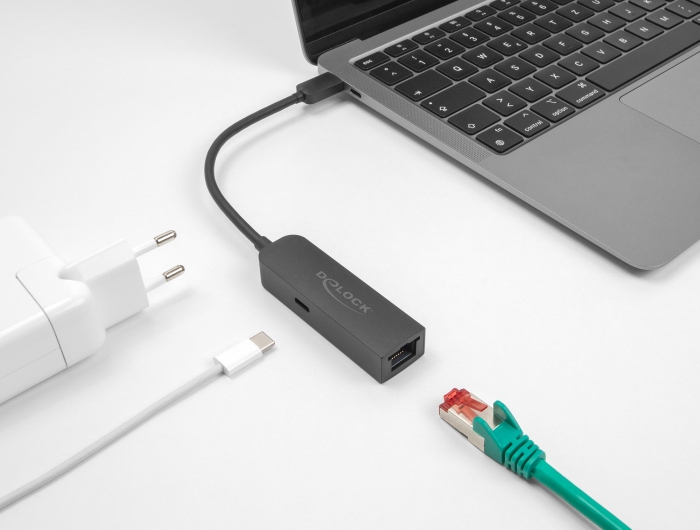 Delock USB Type-C Adapter zu 2.5 Gigabit LAN mit Power Delivery 100 Watt, Ansicht 3