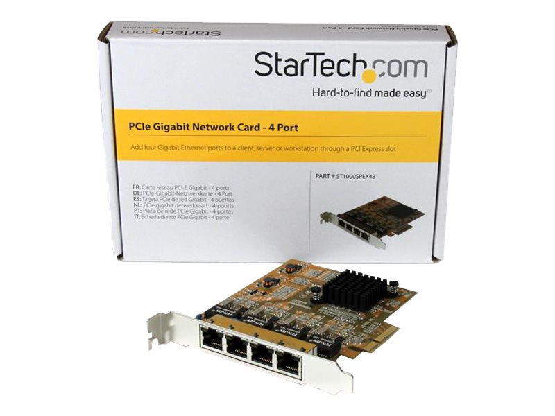 StarTech.com 4 Port PCIe Gigabit Netzwerkkarte - Quad Port PCI Express GbE NIC - Netzwerkadapter - PCIe - Gigabit Ethernet x 4 - Gelb